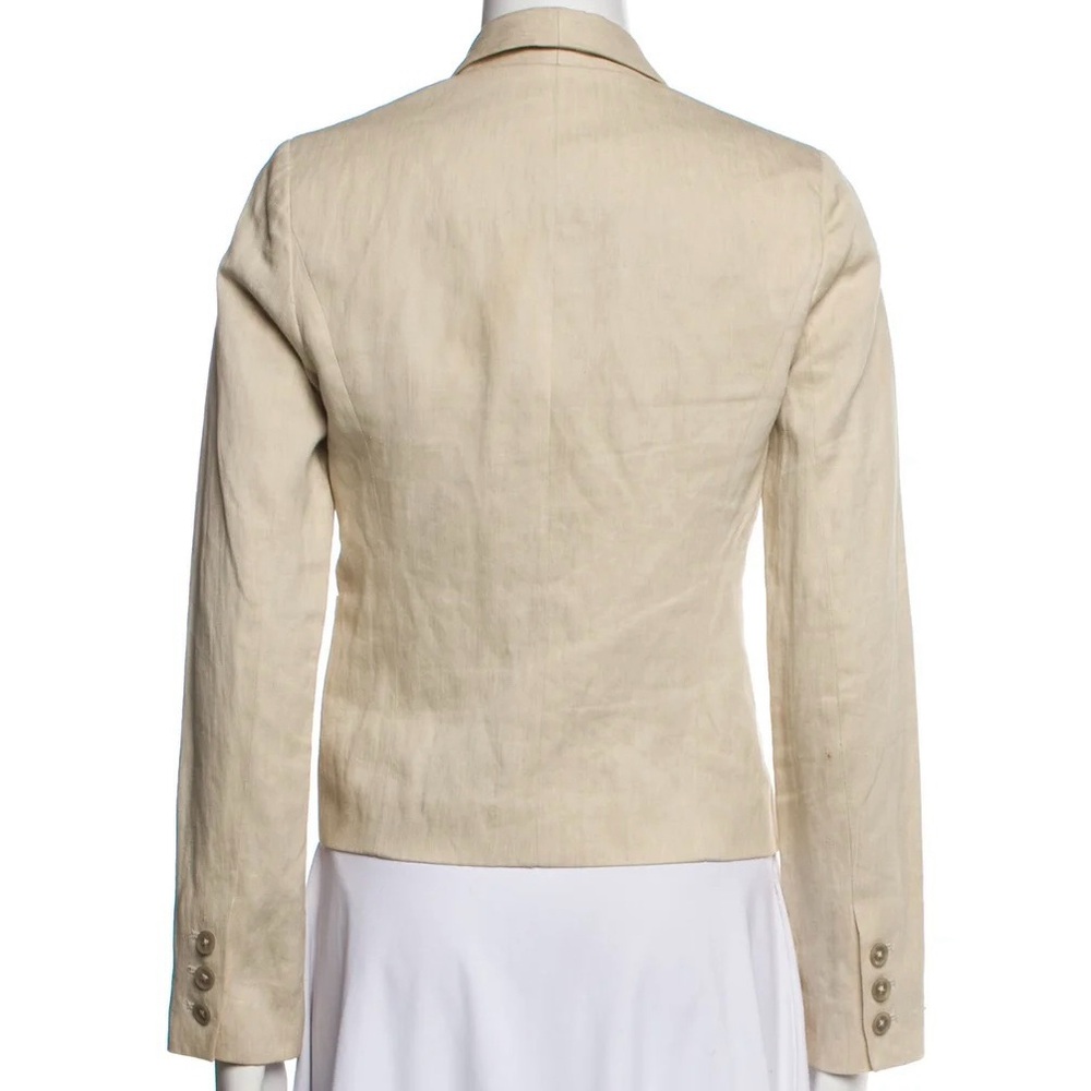 Vince Linen Blend Rustic Open Front Blazer Cropped Oatmeal Beige Size 10 - Picture 5 of 8